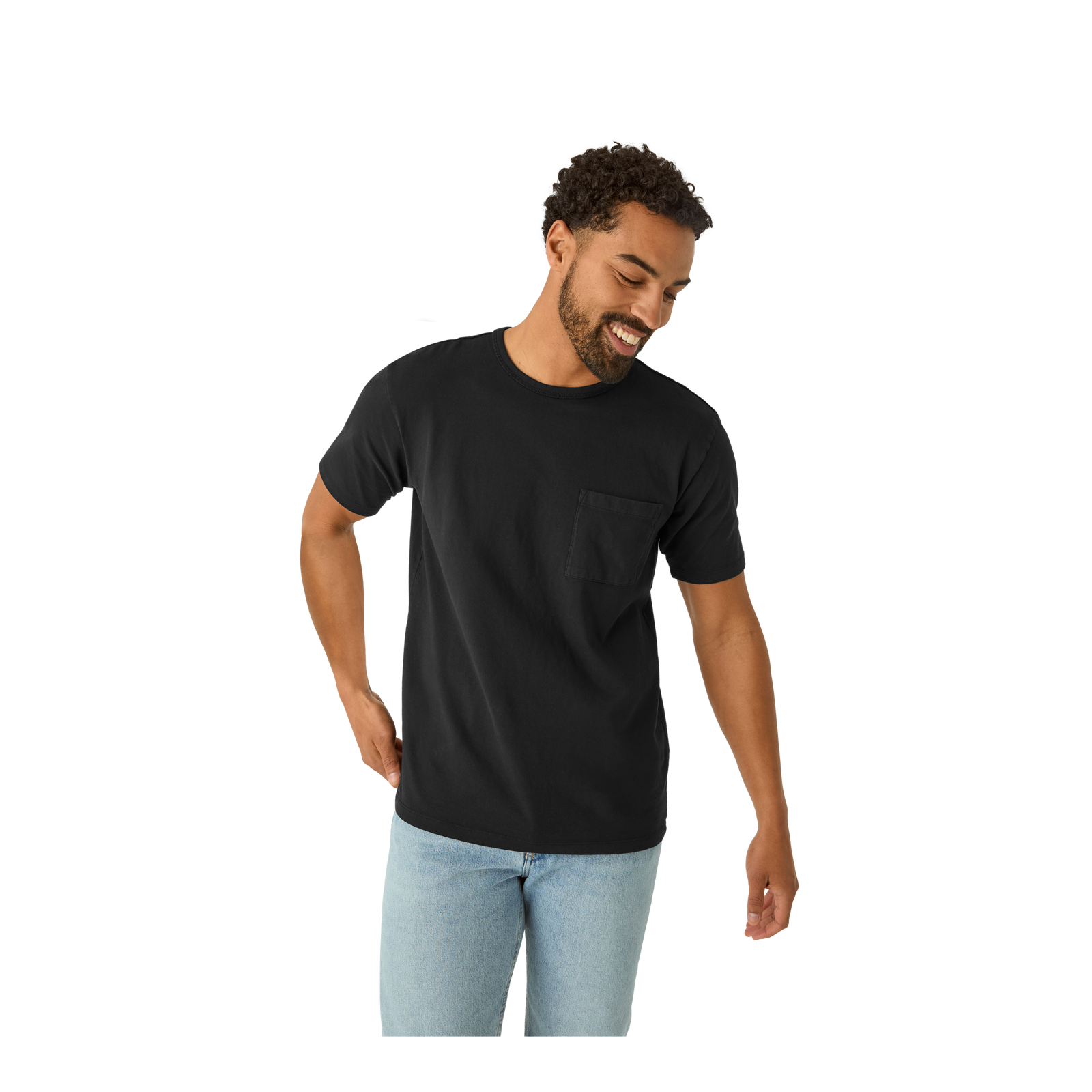 Premium Weight Pocket Crew Neck T-Shirt - Black MO1 [7248]