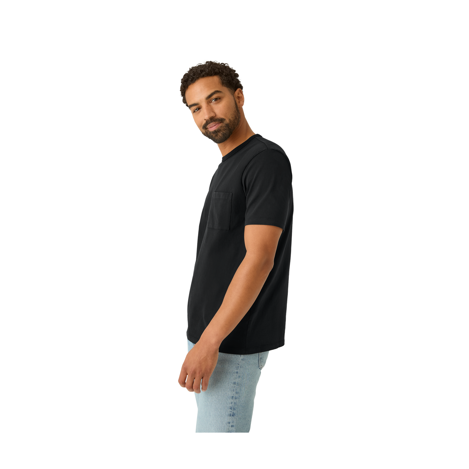 Premium Weight Pocket Crew Neck T-Shirt - Black MO2 [7248]
