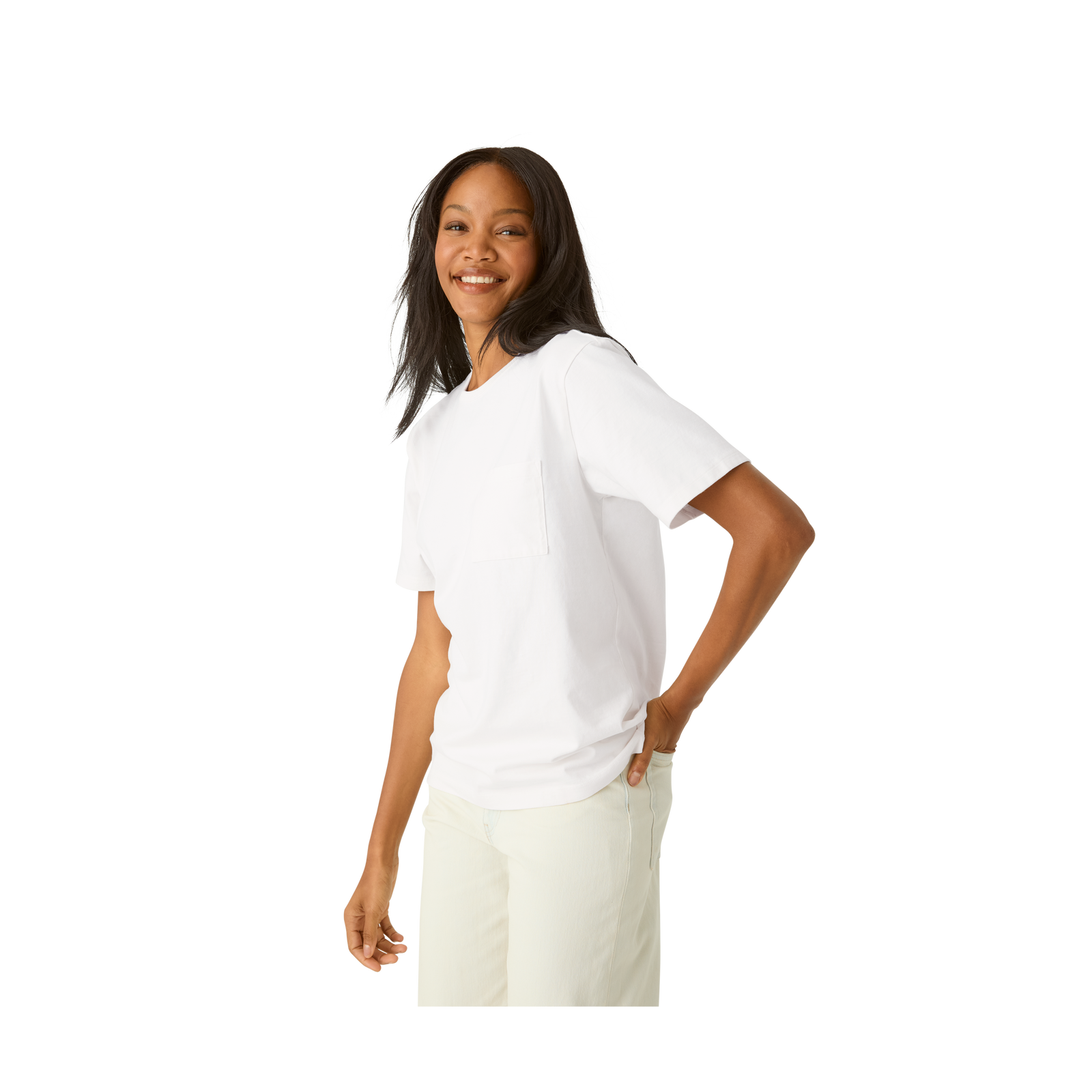 Premium Weight Pocket Crew Neck T-Shirt - Soft White WO2 [7248]