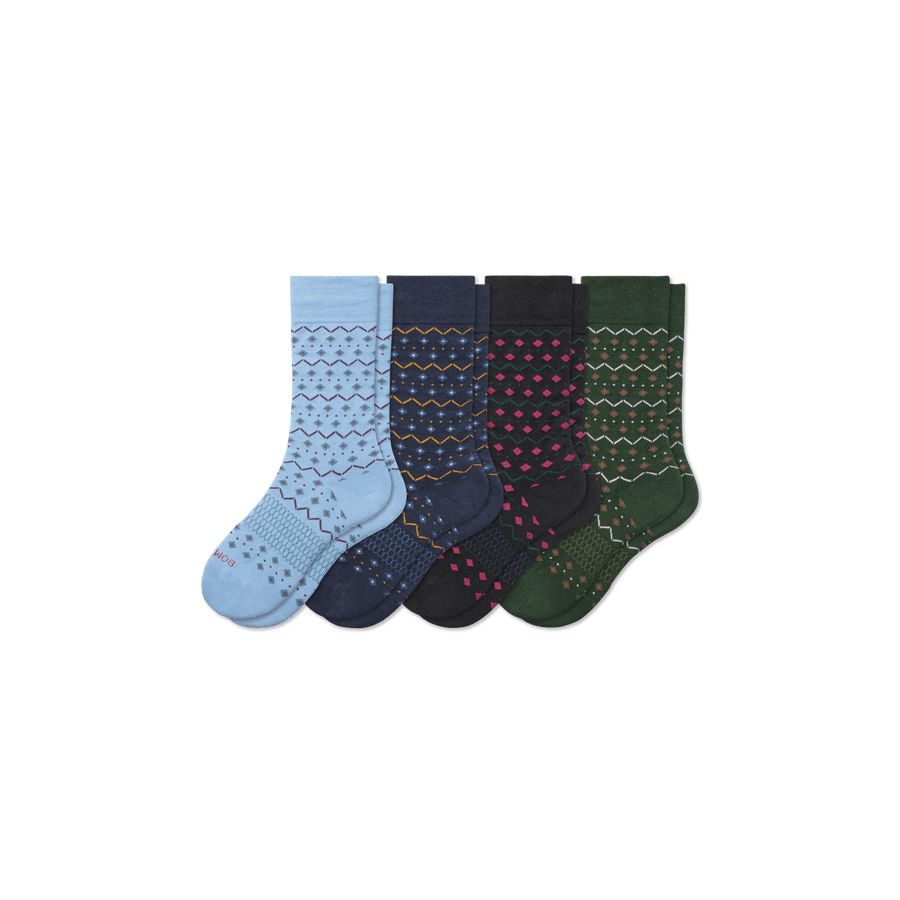 Youth Dress Calf Sock 4-Pack - Soft Travel Fit