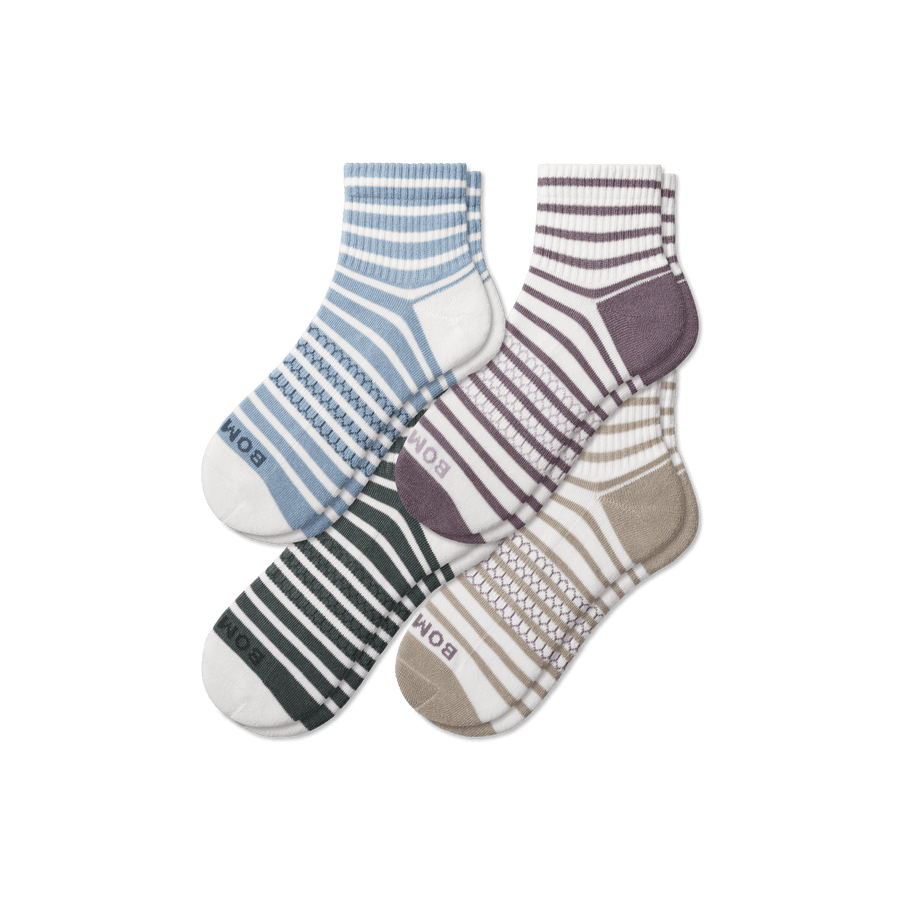 Women's Coastal Stripe Quarter Sock 4-Pack - Classic Everyday Rotation
