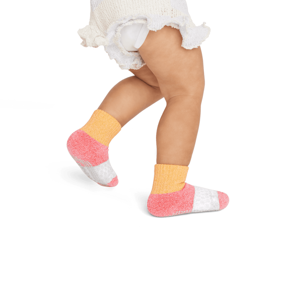 Toddler Tri-Block Gripper Calf Socks mangoburst-softwhite--2-transparent
