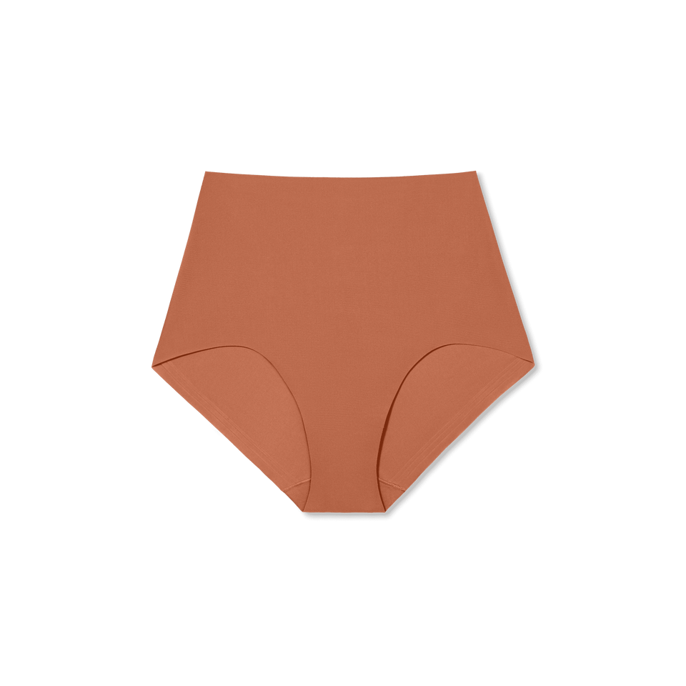 Women’s No Show High Rise Boyshort - Pecan - L Front [7691]