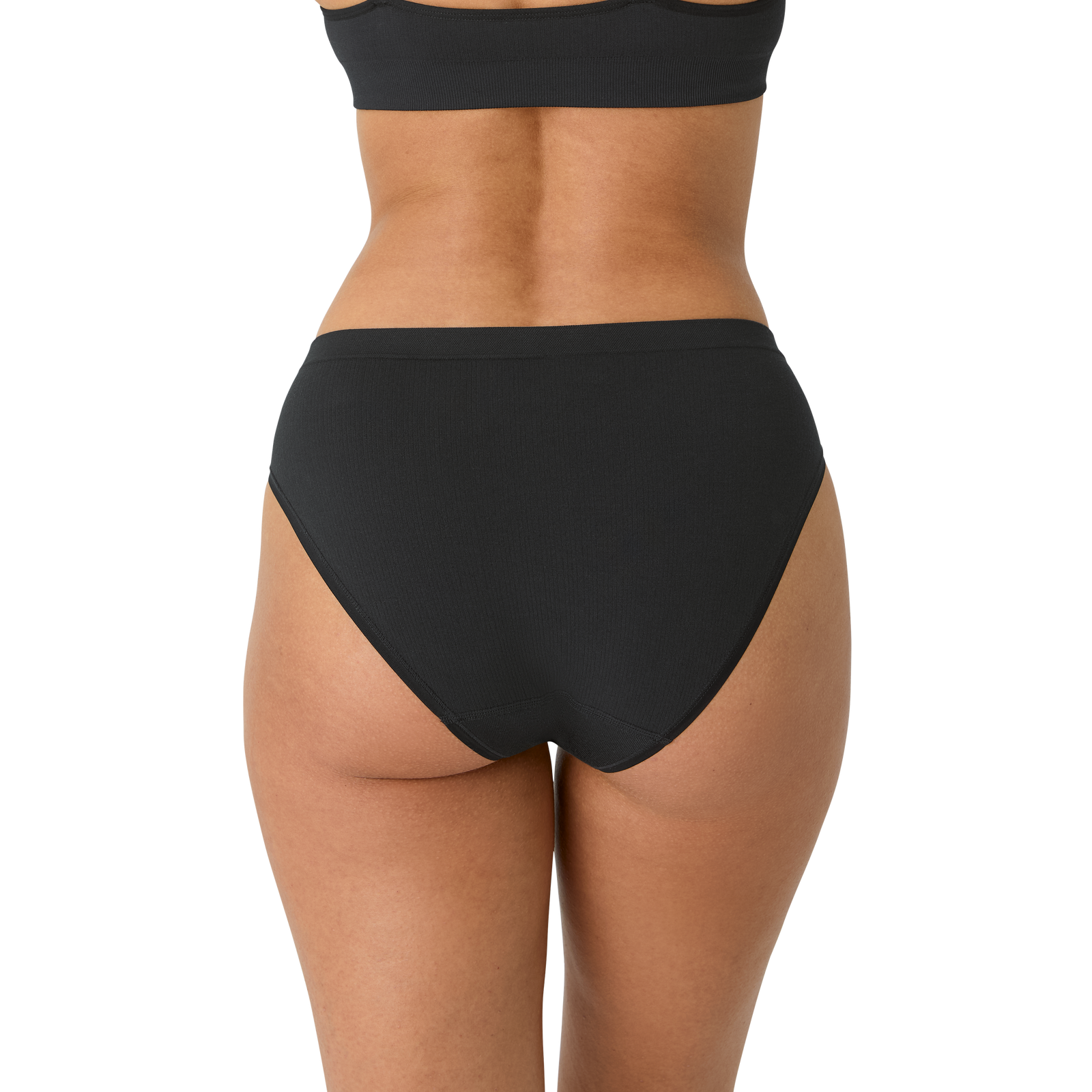 Ribbed Seamless Scoop Bralette + Brief - Black WO3 [7716]