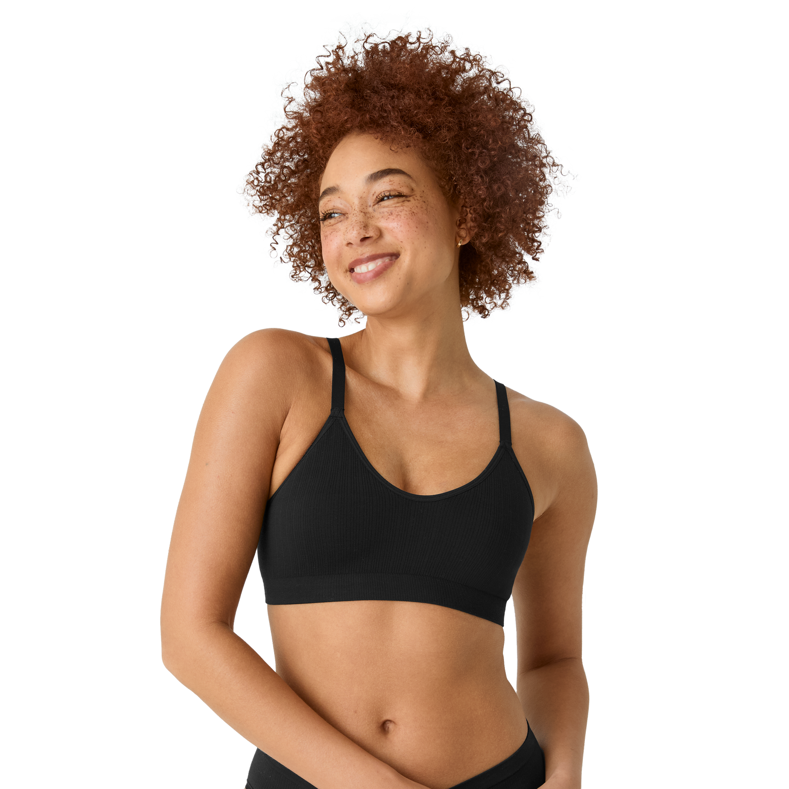 Ribbed Seamless Scoop Bralette - Black WO1 [7729]