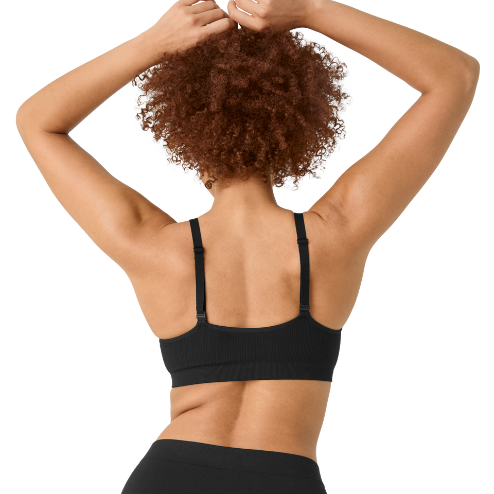 Ribbed Seamless Scoop Bralette - Black WO2 [7729]