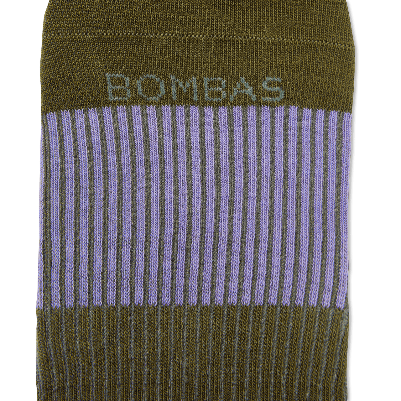 Lightweight Stripe Quarter Sock - Green Olive - Detail [7766]