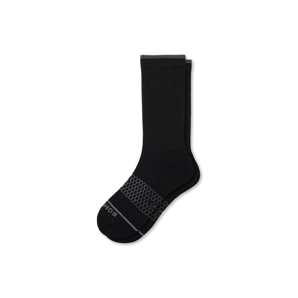 Merino Wool Blend Calf Socks - Black L [7800]