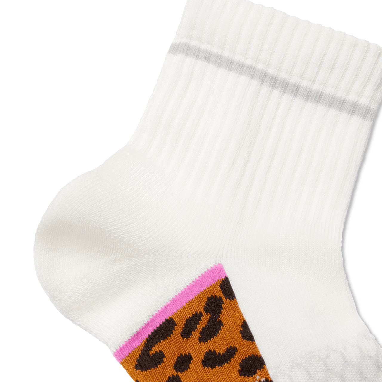 Women's Wild Wear Quarter Socks - Soft White Leopard Detail [7815]