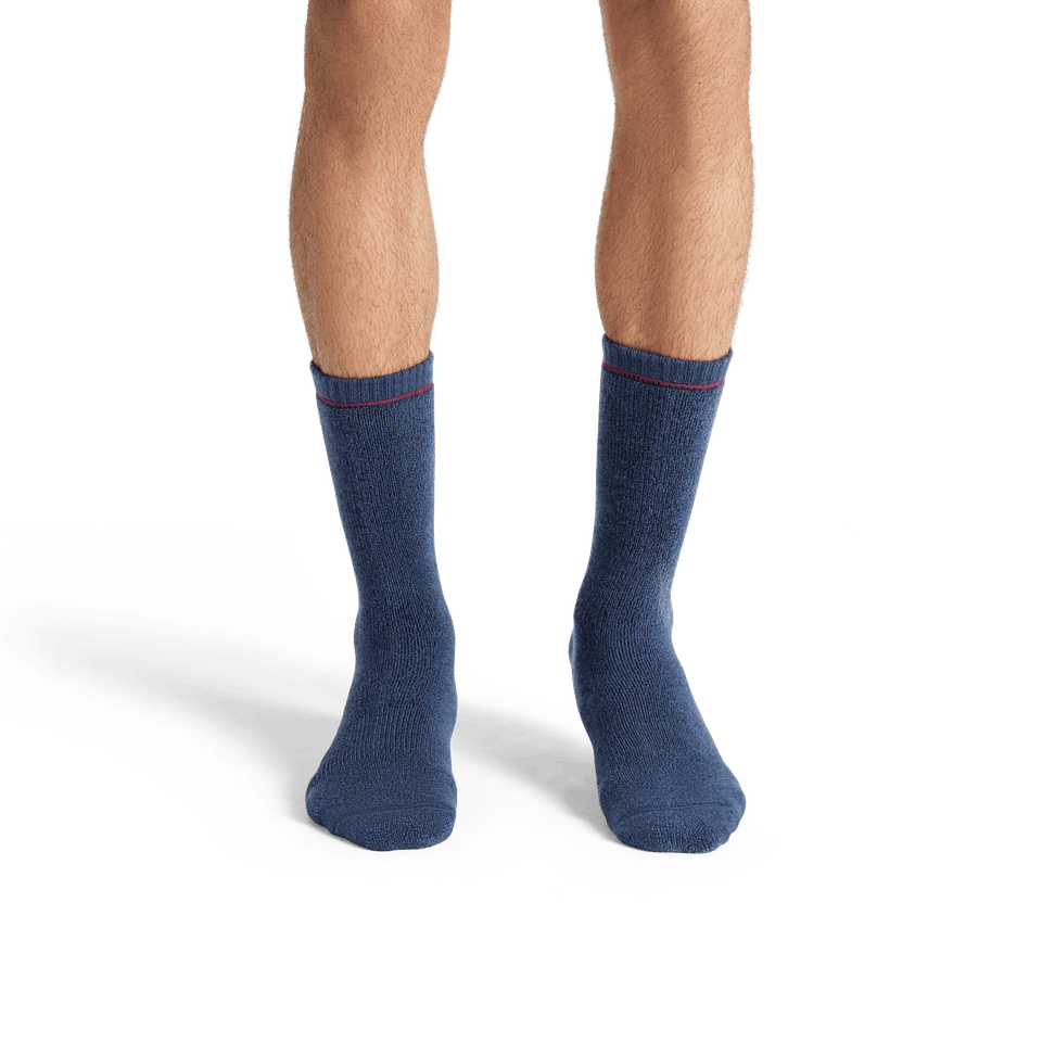 Merino Wool Blend Reverse Terry Calf Socks - Navy Ocean MO1 [8085]