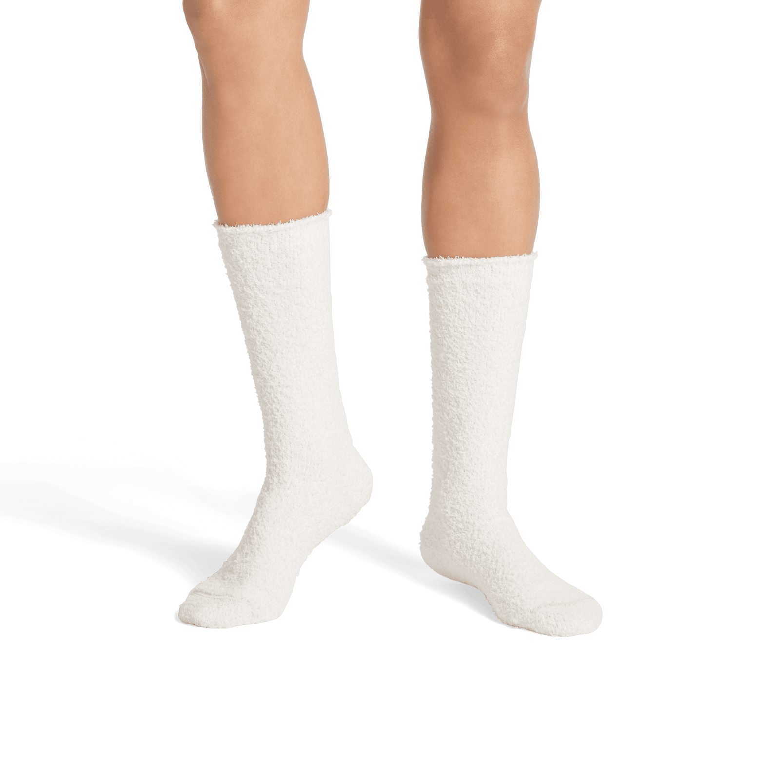 Women's Fuzzy Calf Socks - Soft White WO1 [8161]