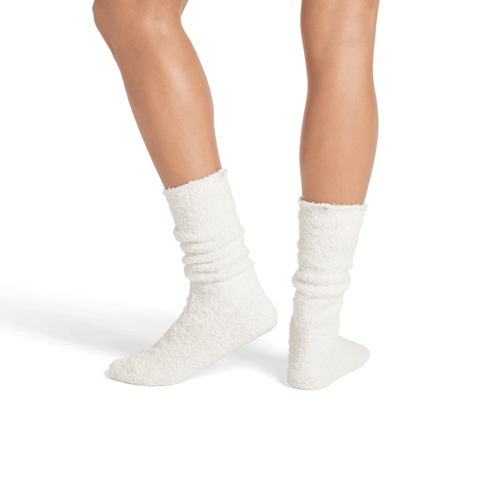 Women's Fuzzy Calf Socks - Soft White WO2 [8161]