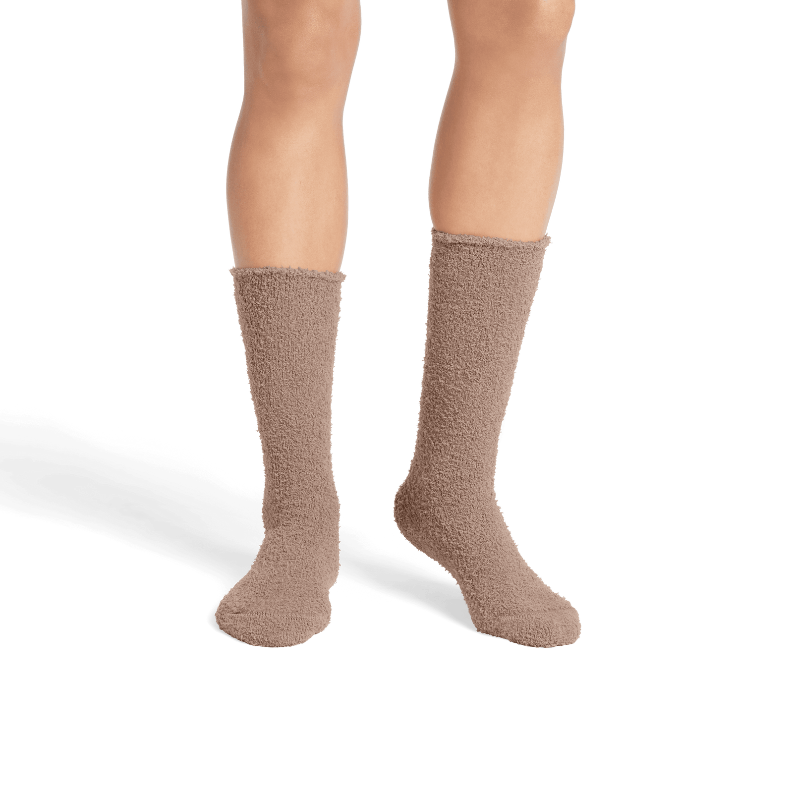 Women's Fuzzy Calf Socks - Stone Taupe WO1 [8161]