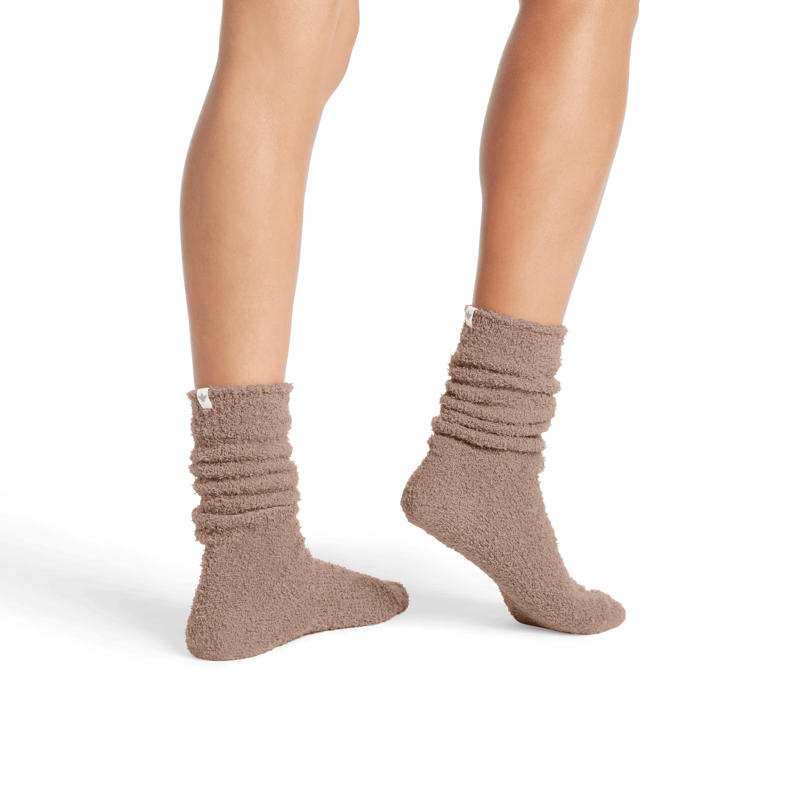 Women's Fuzzy Calf Socks - Stone Taupe WO2 [8161]