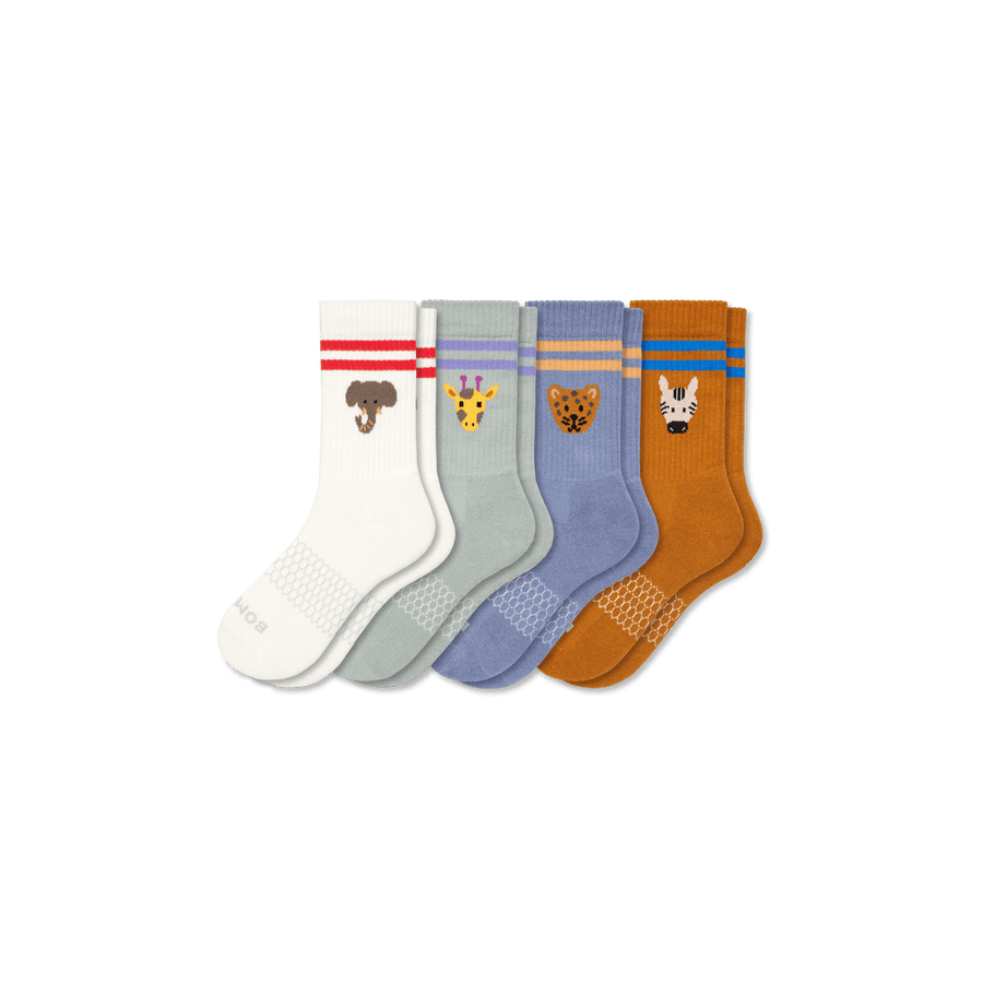 Youth Safari Stripe Calf Sock 4-Pack - Modern Crew Fit