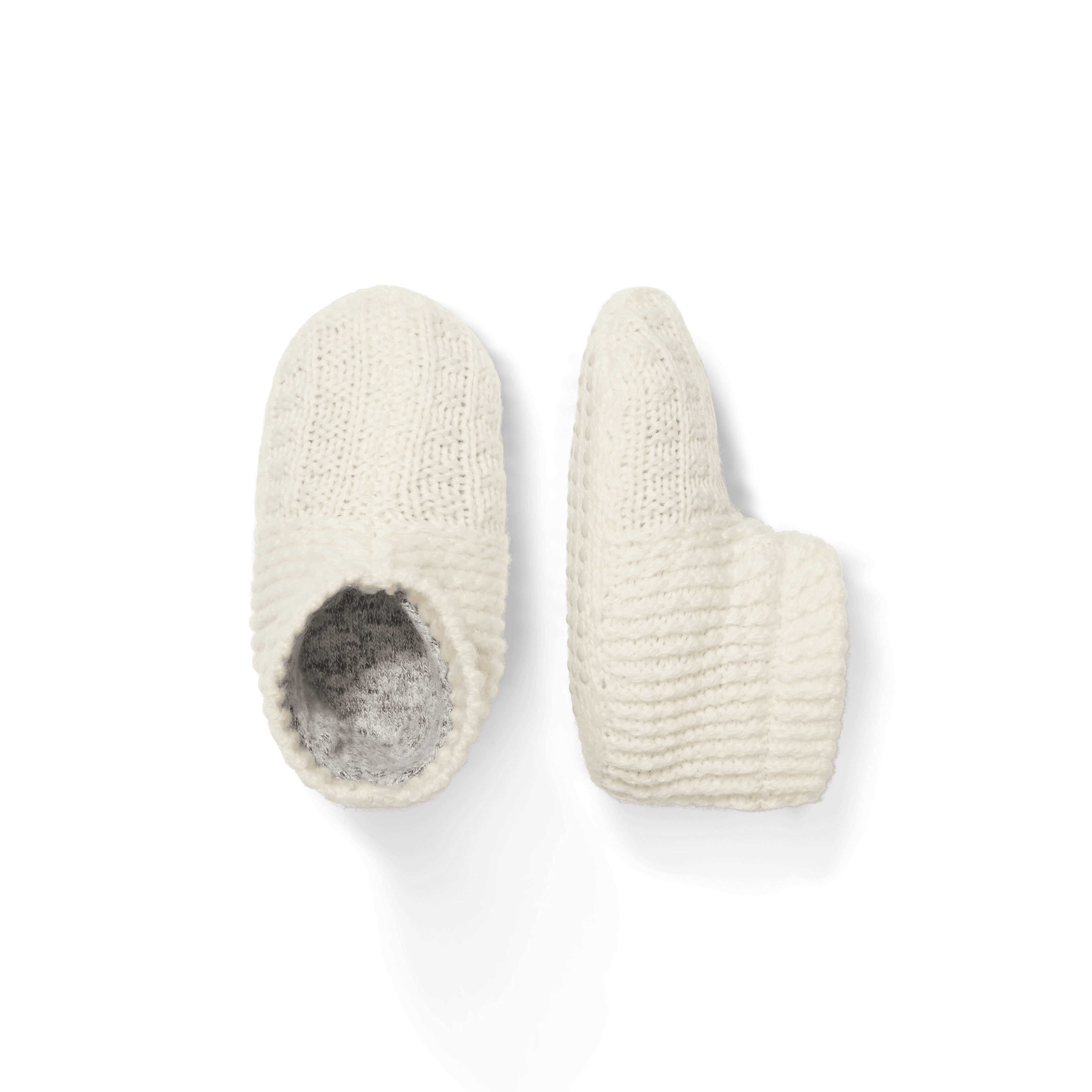Baby Waffle Gripper Slipper - Ivory L Front + Side [8285]