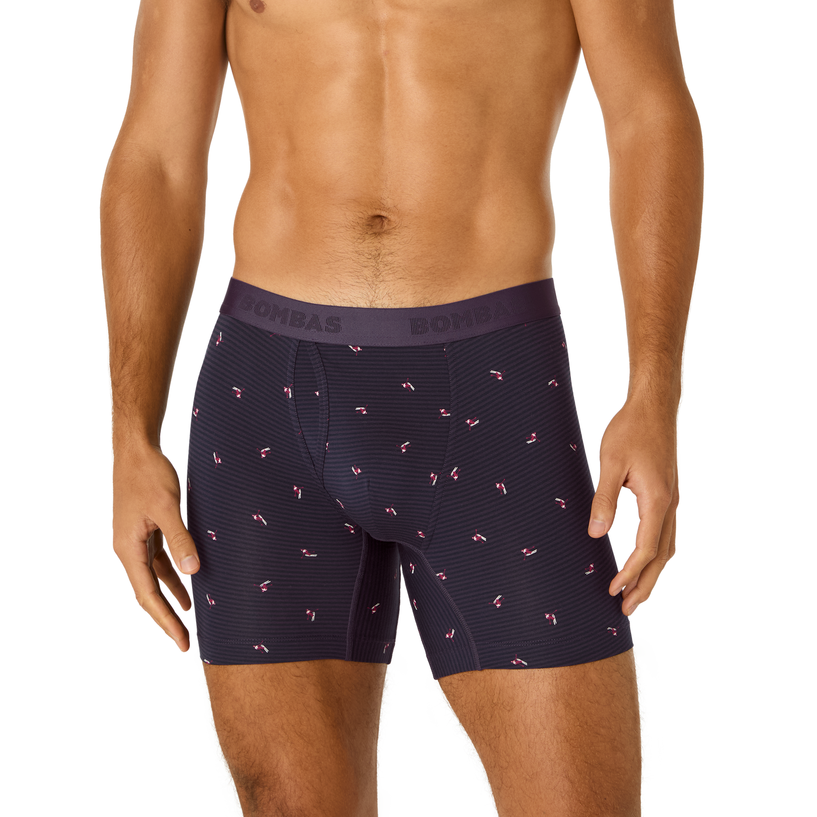 Men's Cotton Modal Blend Boxer Brief - Night Bloom Stripe Alpine Skier MO1 [8470]