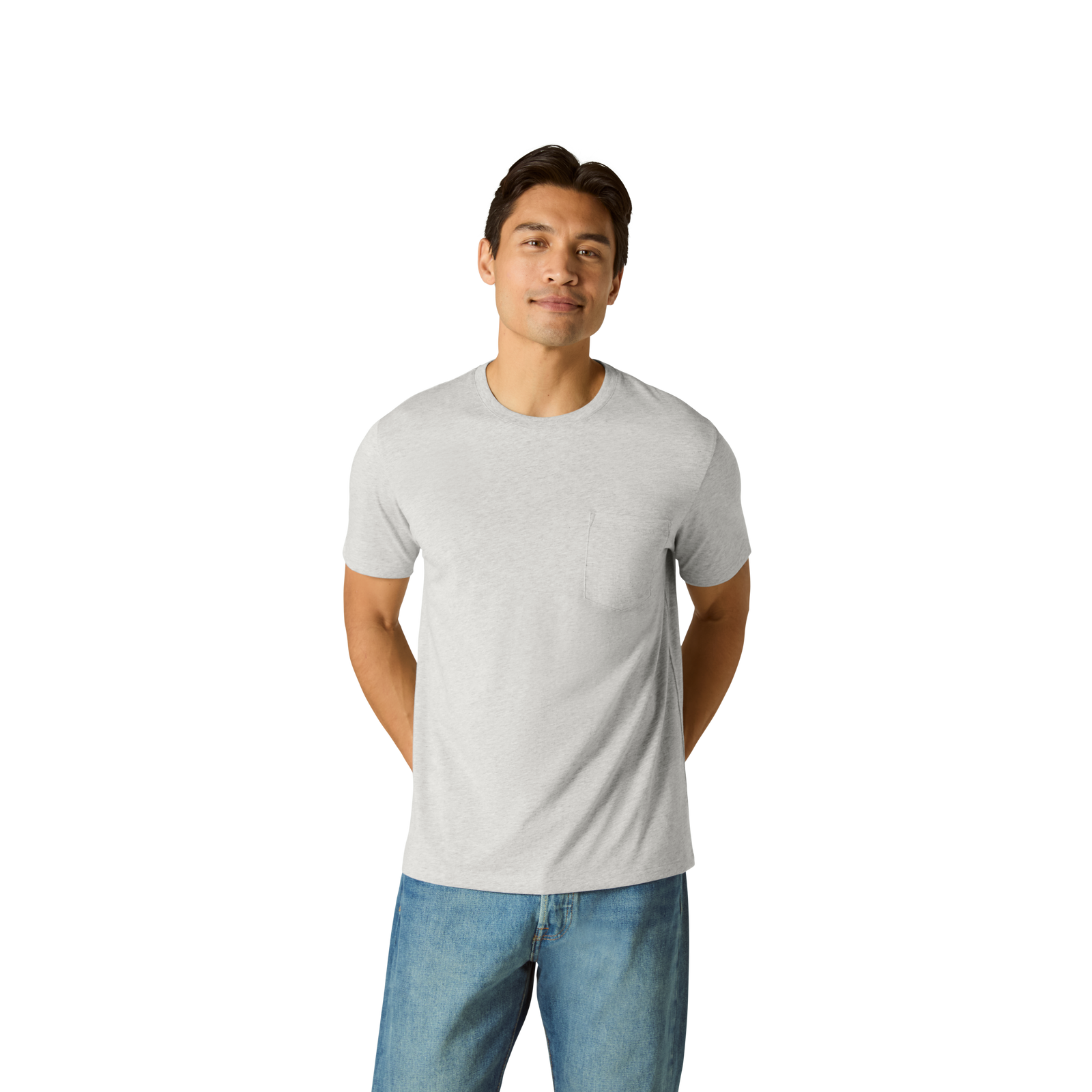 Pima Cotton Pocket Crew Neck T-Shirt - Varsity Grey Heather MO1 [8527]