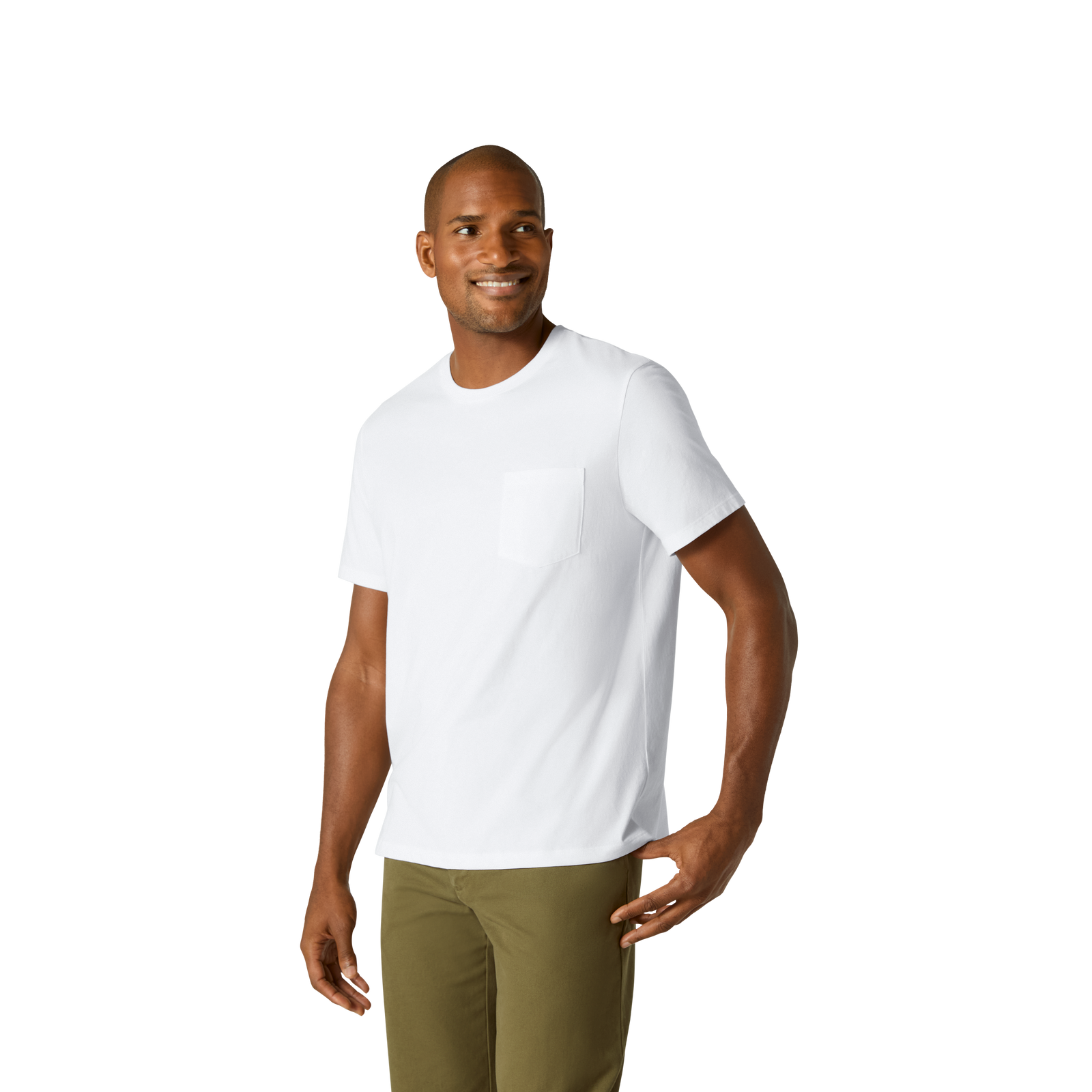 Pima Cotton Pocket Crew Neck T-Shirt - White MO2 [8527]