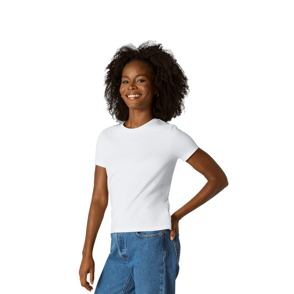 Pima Cotton Slim Crew Neck T-Shirt - White WO2 [8528]