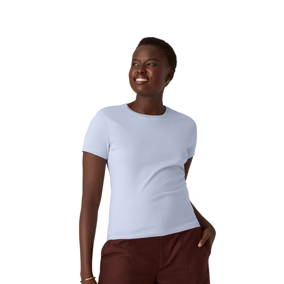 Women's Pima Cotton Slim Crew Neck T-Shirt - Skysail Blue WO1 [8528]