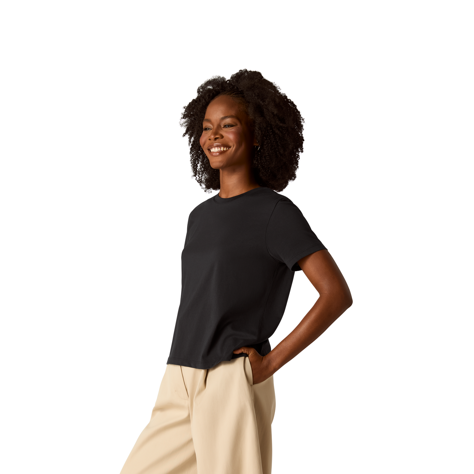 Pima Cotton Crew Neck T-Shirt - Black WO2 [8530]