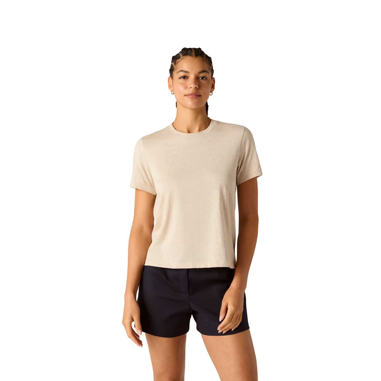 Pima Cotton Crew Neck T-Shirt - Sandy Heather WO1 [8530]