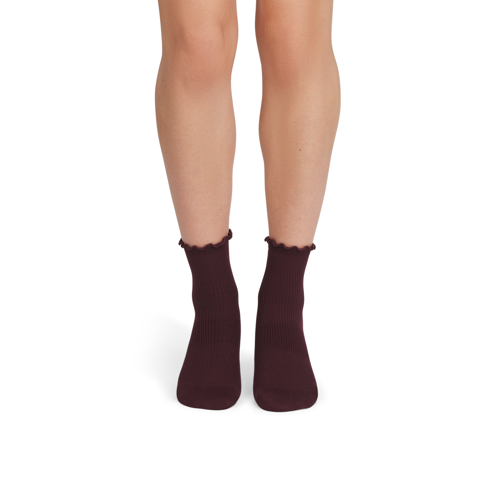 Ruffle Rib Quarter Socks - chocolate brown WO1 [8562]