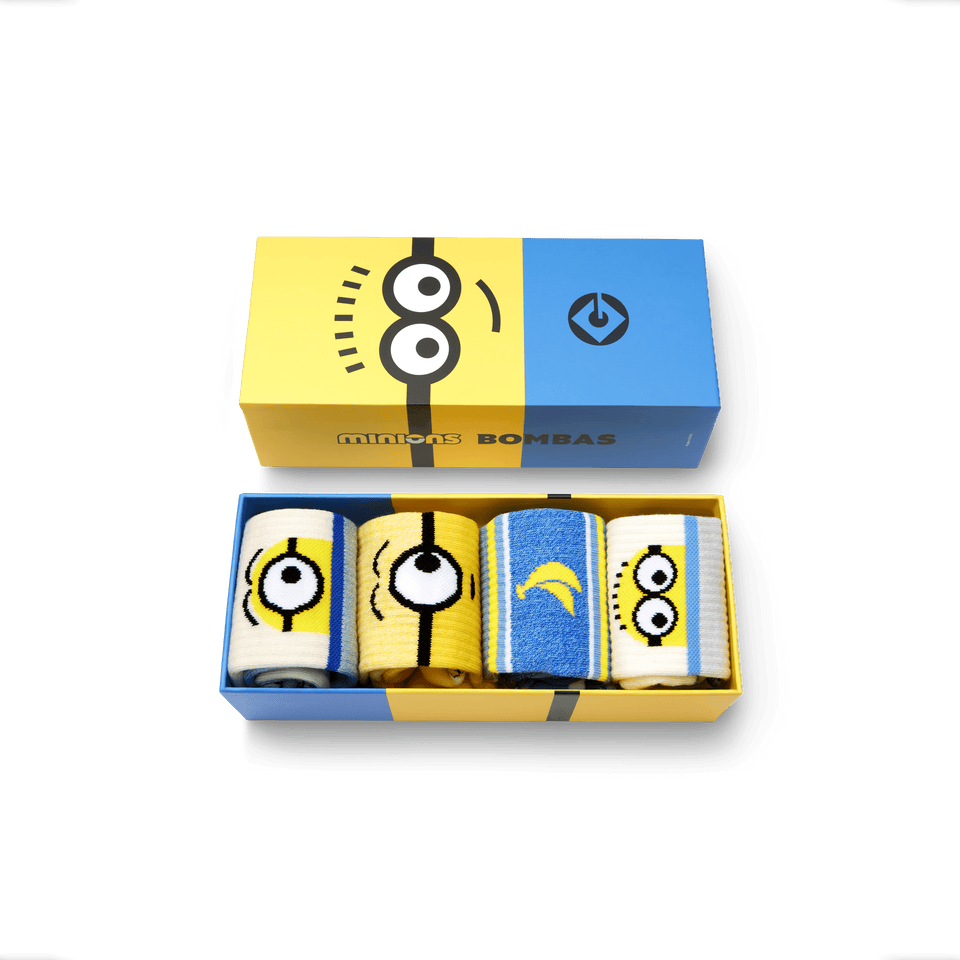Youth Minions X Bombas Calf Sock 4-Pack Gift Box - Minion Mix L (Socks in Box) [8685]