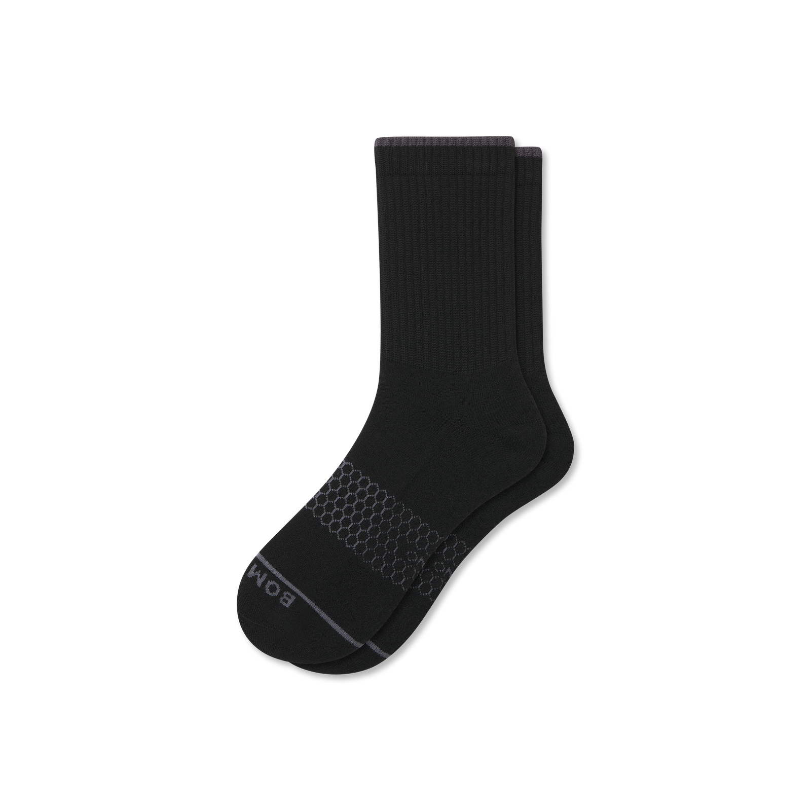 Merino Wool Blend Half Calf Socks - Black L [8624]
