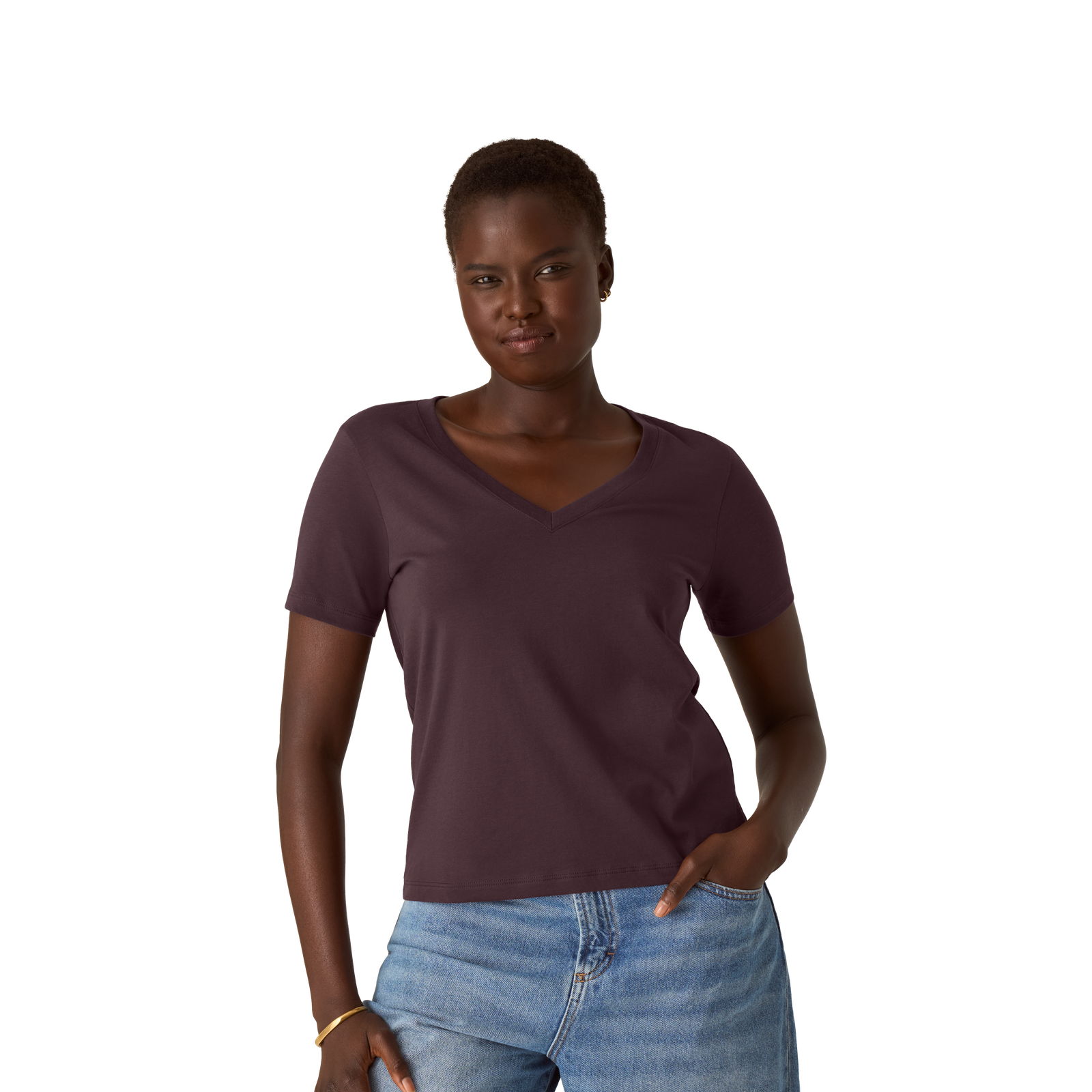 Women's Pima Cotton V-Neck T-Shirt - All Spice WO1 [8738]
