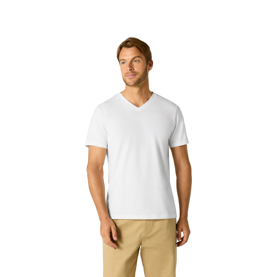 Men's Pima Cotton V-Neck T-Shirt - Smooth Crew Fit