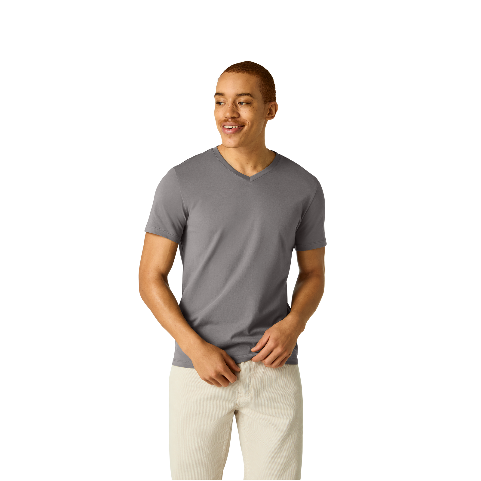 Men's Classic Fit Pima Cotton V-Neck T-Shirt - Boulder MO1 [8758]