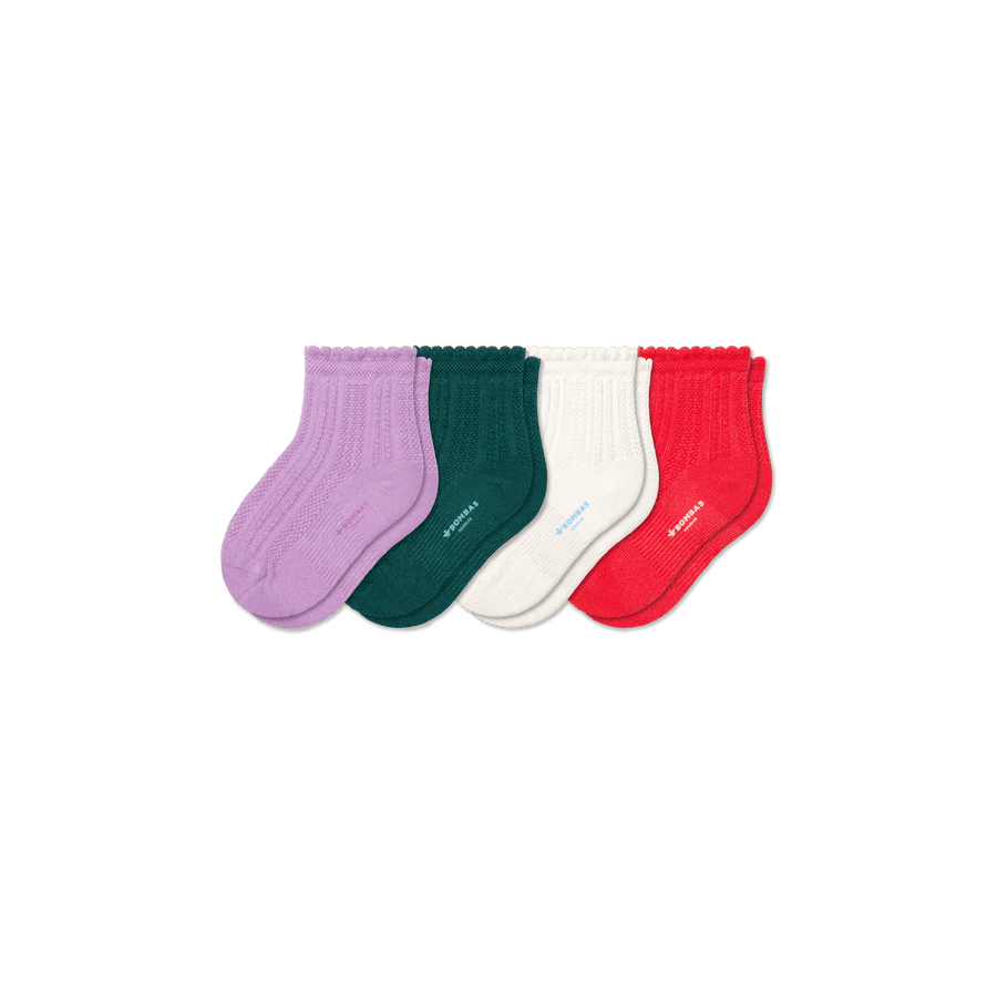 Toddler Pointelle Calf Sock 4-Pack - Cozy No Show Support