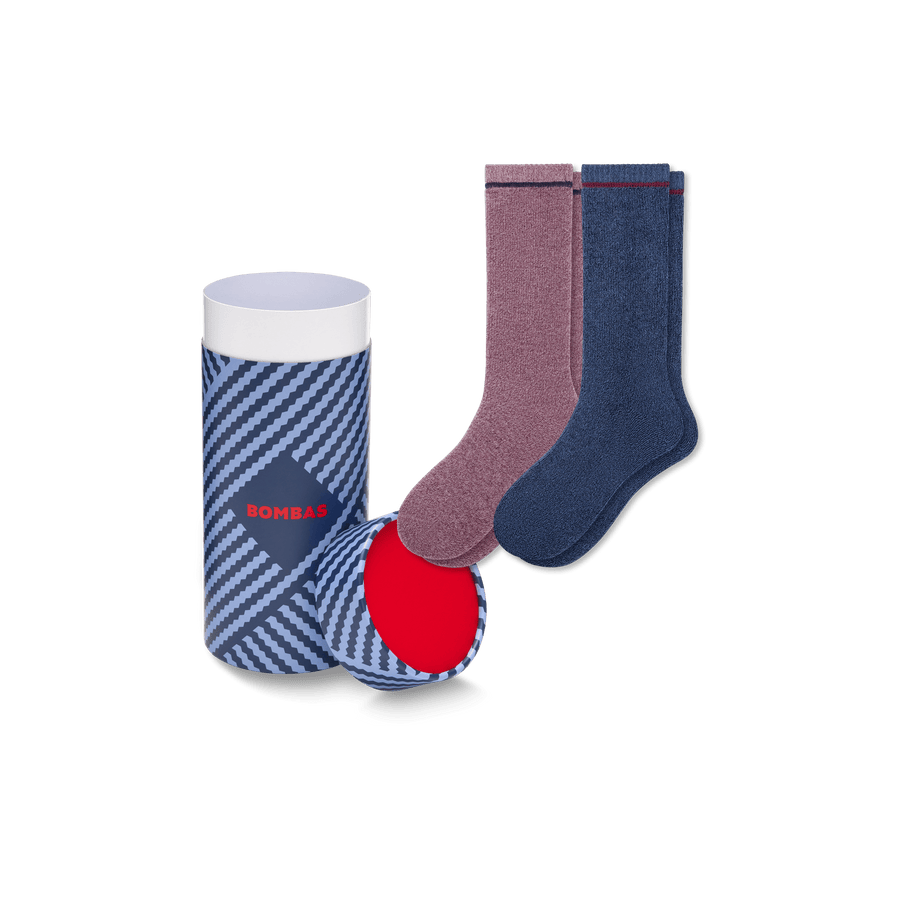 Men's Merino Wool Blend Cozy Sock 2-Pack Gift Box - Smart Stash Carry