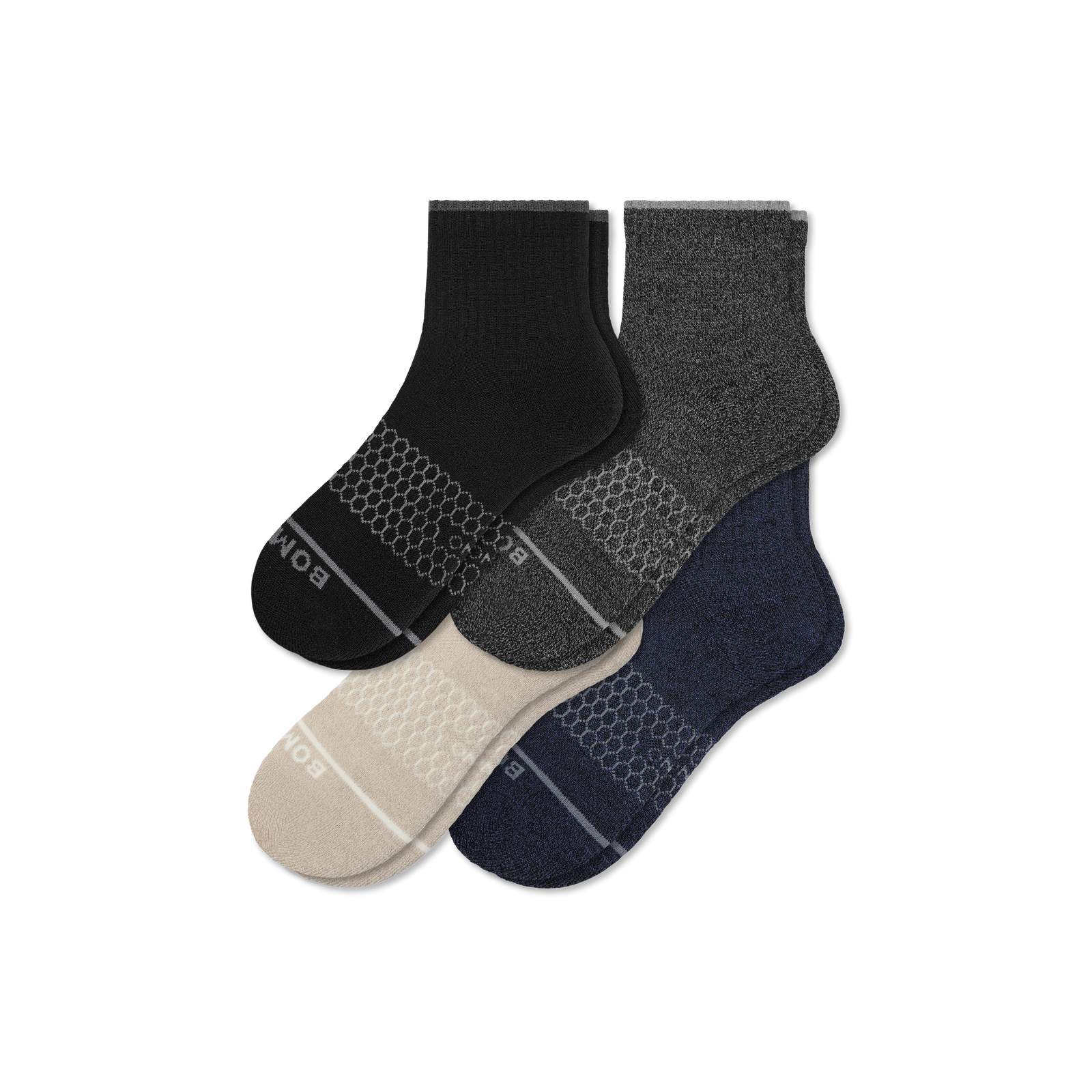 Men's Merino Wool Blend Quarter Sock 4-Pack - Dark Mix [8794]