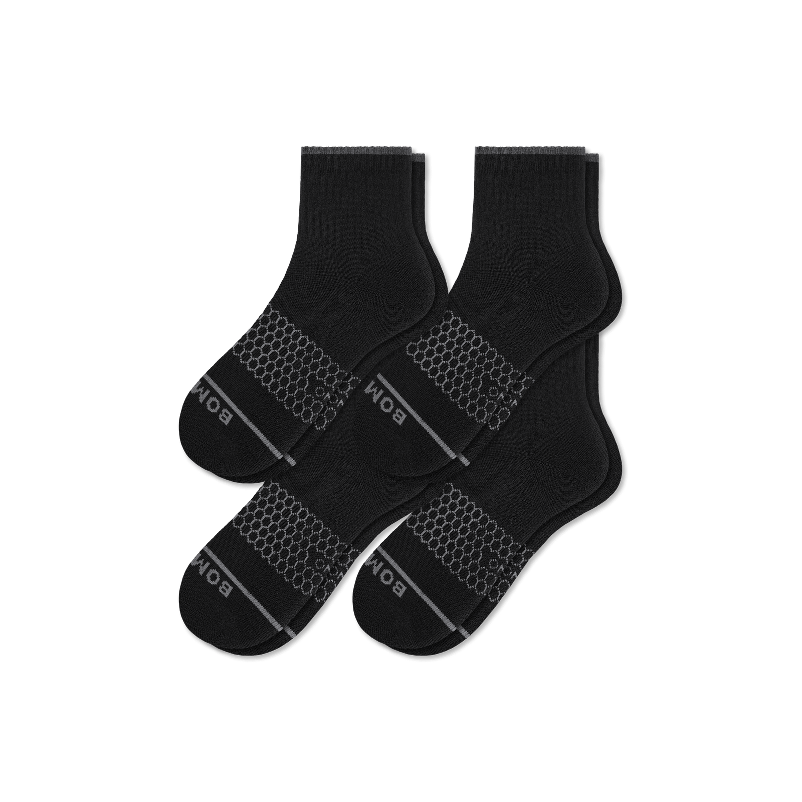 Men's Merino Wool Blend Quarter Sock 4-Pack - Black Mix [8801]