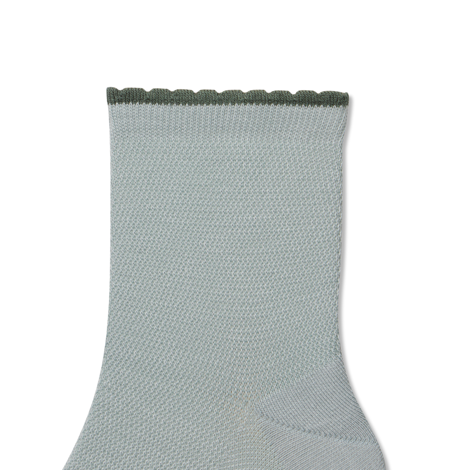Scallop Cuff Quarter Socks - Misty Sky Detail [8837]