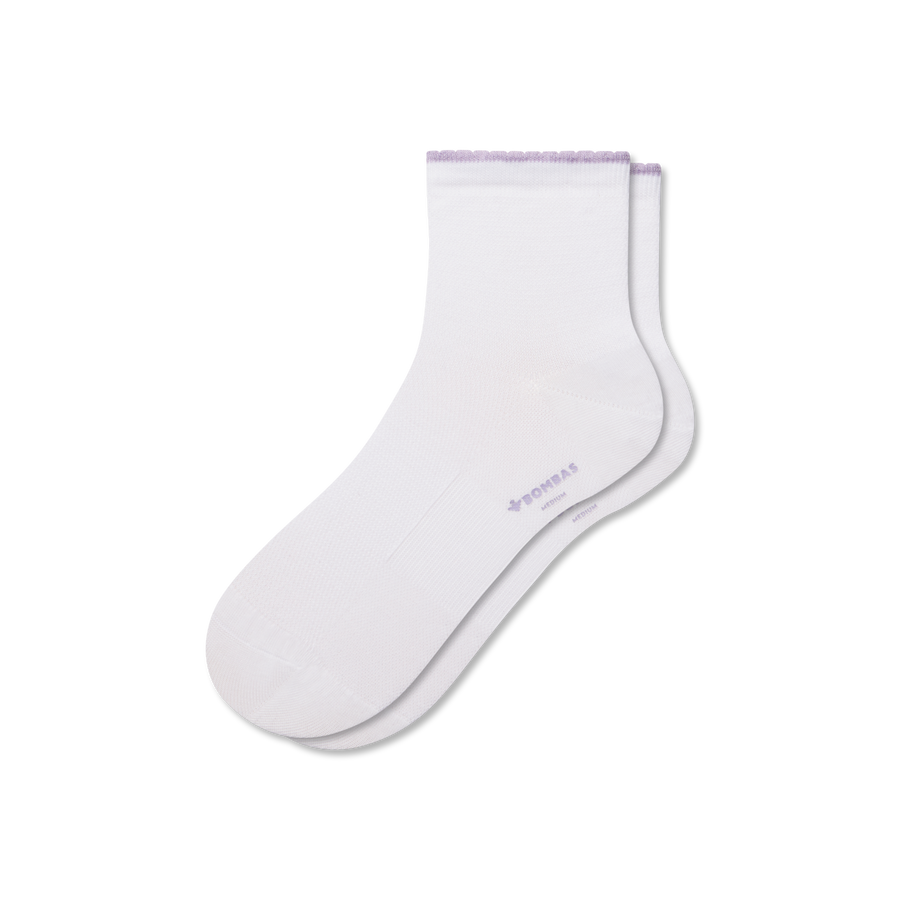 Women’s Scallop Cuff Quarter Socks - Studio Move