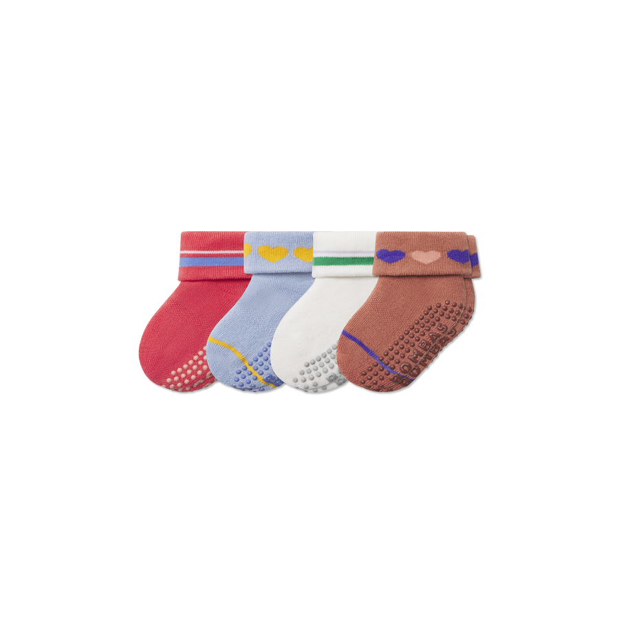 Baby Hearts Gripper Sock 4-Pack (6-12 Months) - Easy Hike Pair