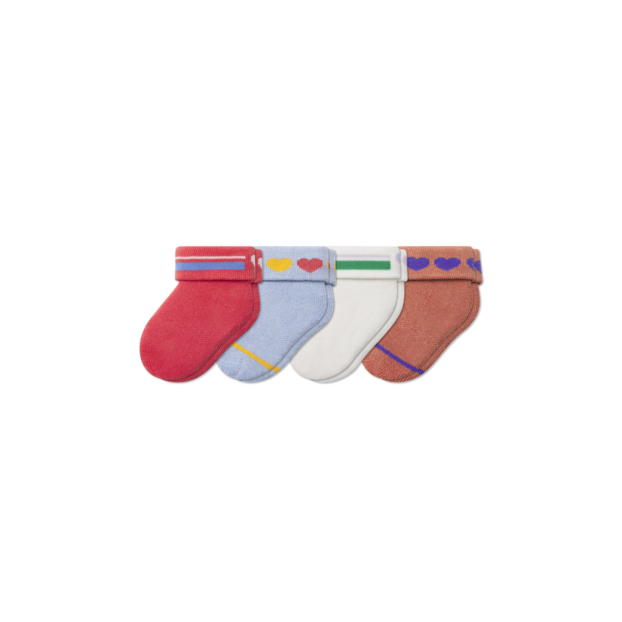 Baby Hearts Sock 4-Pack (0-6 Months) - Cozy Everyday Cushion