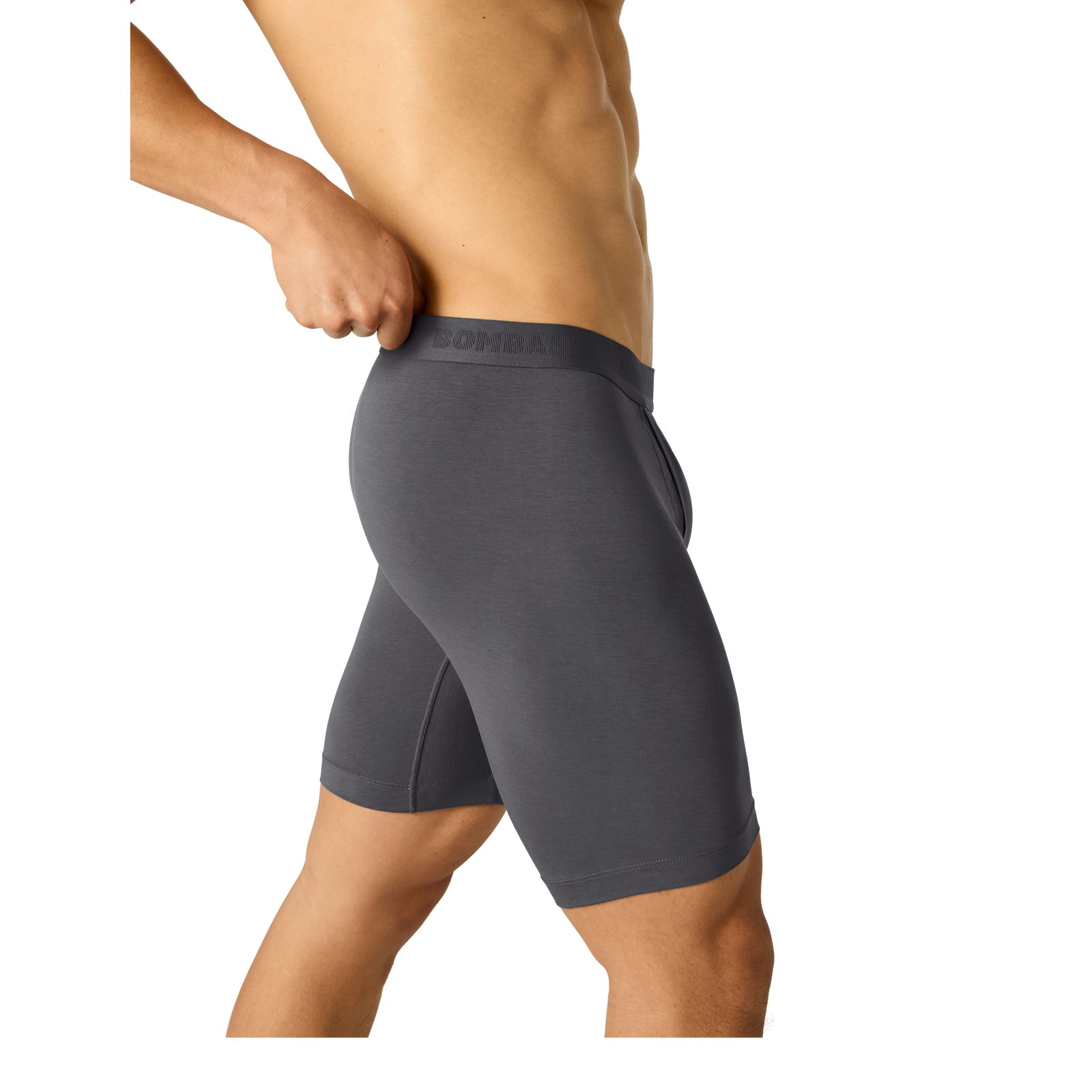 Men's Cotton Modal Blend Long Boxer Brief - Dusty Steel MO3 [8969]