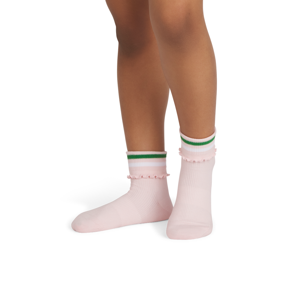Ruffle Rib Quarter Socks - pale pink YO1 [9178]