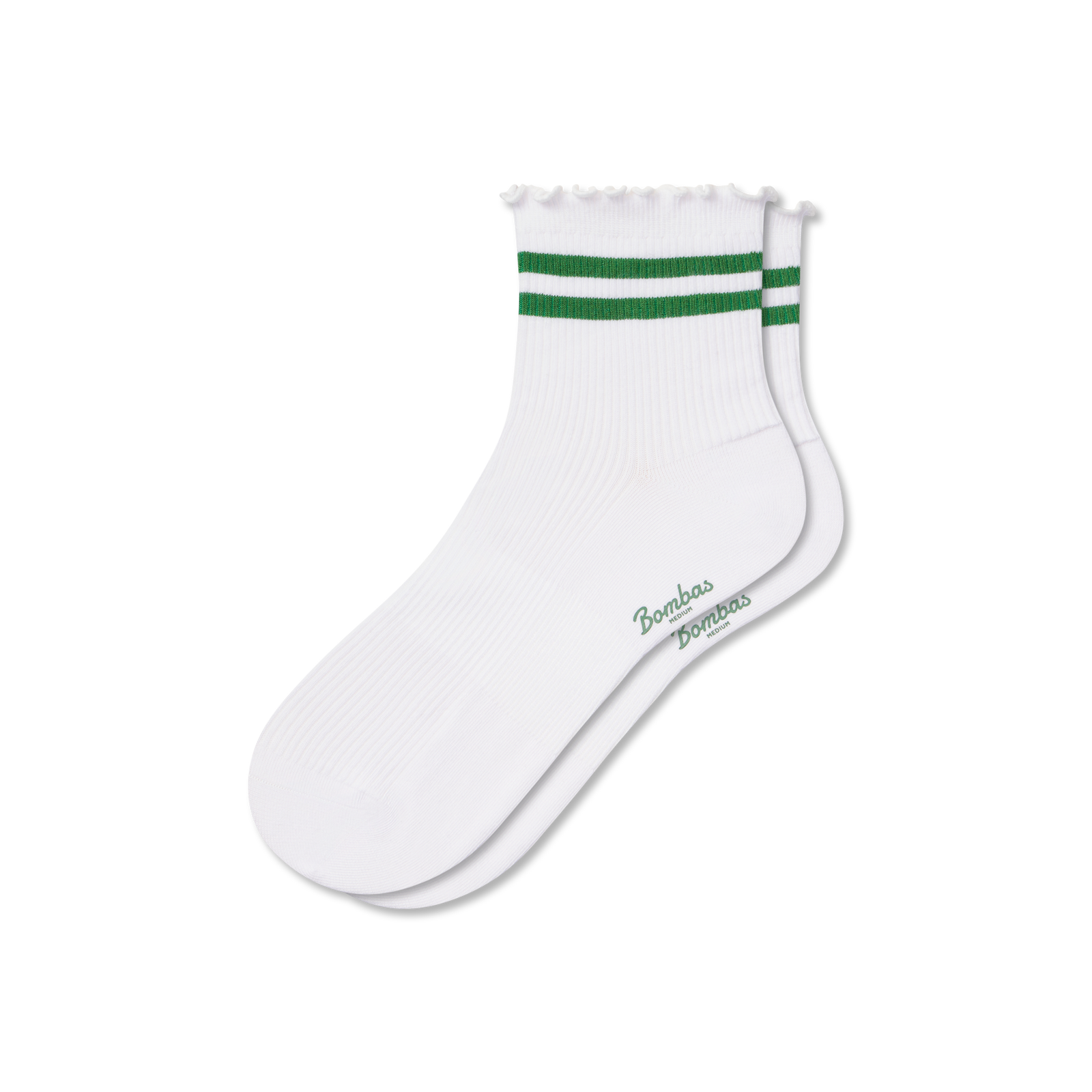 Women's Ruffle Rib Quarter Socks - white stripe L [9185]