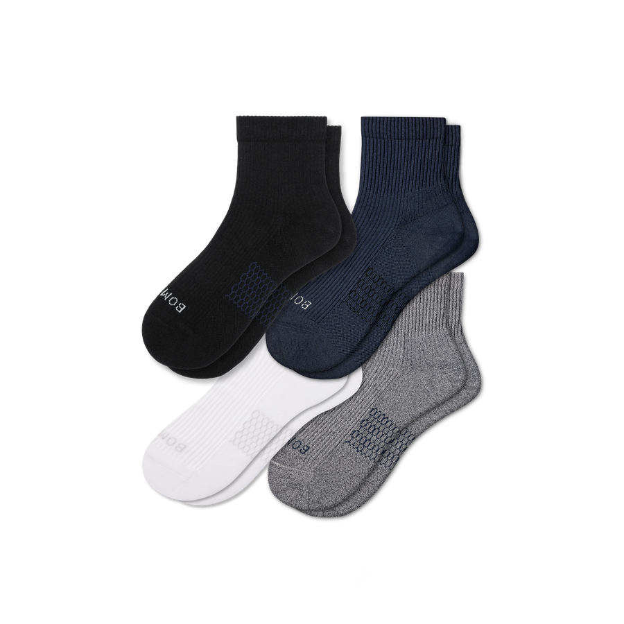 Men's Modern Rib Quarter Sock 4-Pack - Light School Cushion