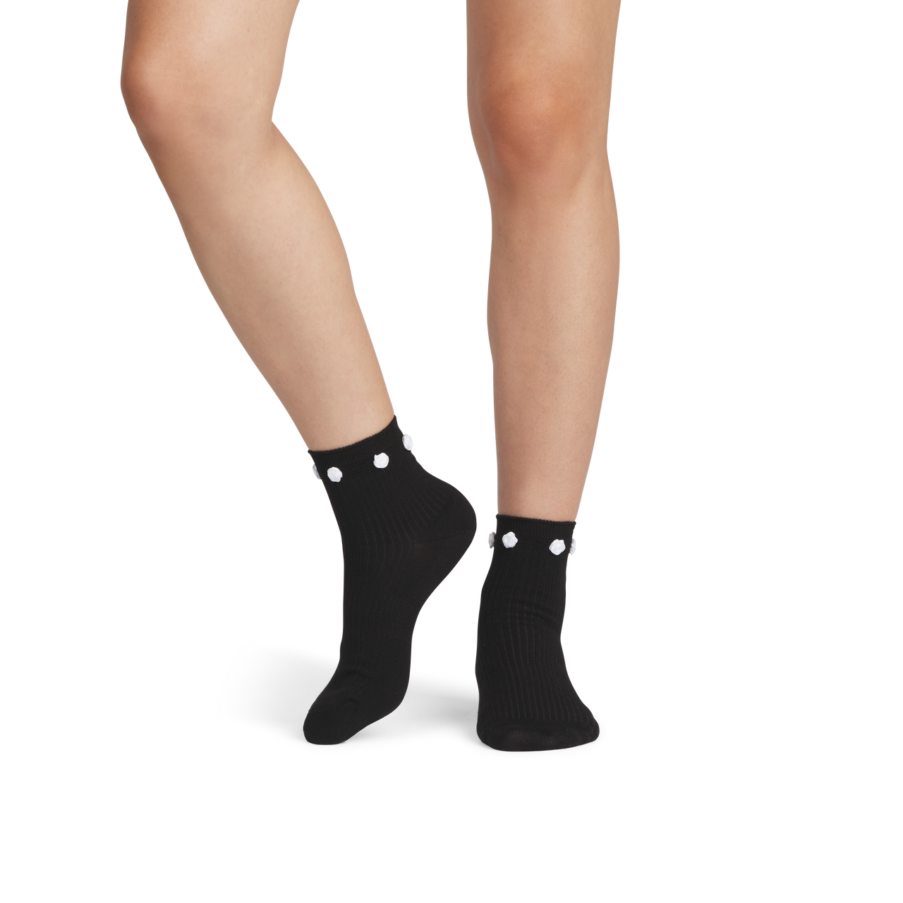 Lightweight Rosette Quarter Socks - Black WO1 [9368]