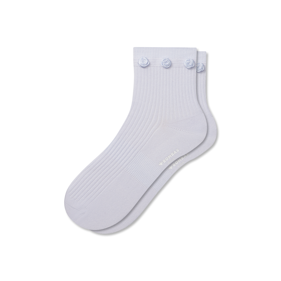 Women's Rosette True Rib Quarter Socks - Cozy Travel Support