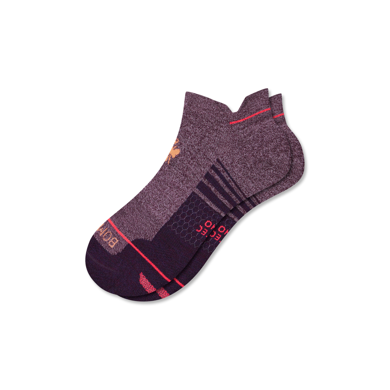Merino Wool Blend Athletic Ankle Socks - maroon ember muted mauve L [9711]