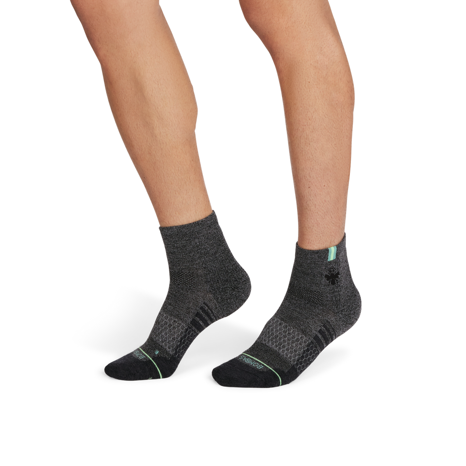 Merino Wool Blend Athletic Quarter Socks - black meteor MO1 [9712]
