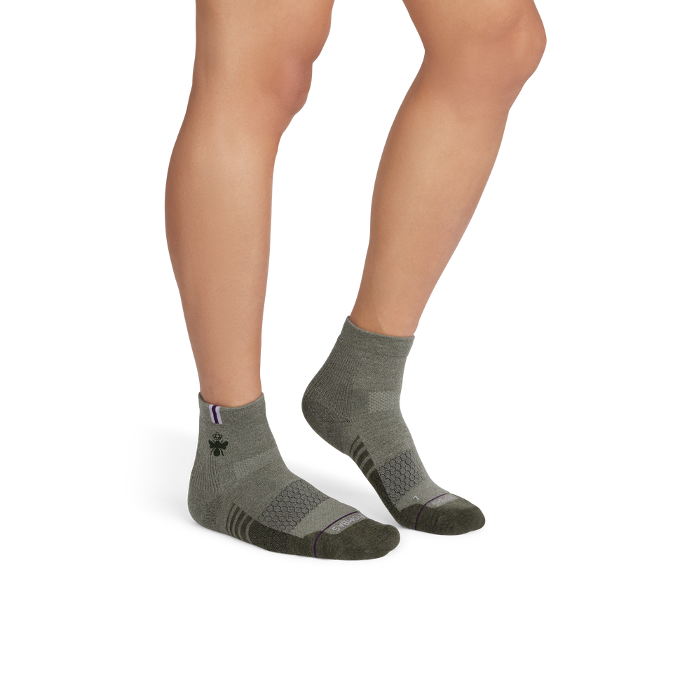 Merino Wool Blend Athletic Quarter Socks - sage haze slate green MO1 [9712]